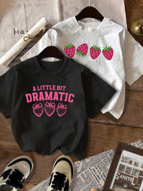 Strawberry Letter Short Sleeve Round Neck Summer - Adult & Kids T-Shirts, Sweatshirts & Hoodies apparel design preview 1
