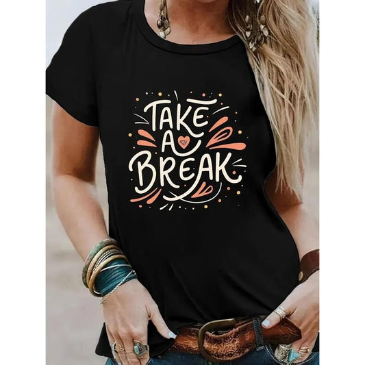 'Take Break' Casual Black Round Neck Short Sleeve - Adult & Kids T-Shirts, Sweatshirts & Hoodies apparel design preview 1