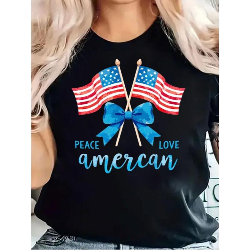 100% Cotton Patriotic American Flag Peace Love USA - Adult & Kids T-Shirts, Sweatshirts & Hoodies apparel design preview 1