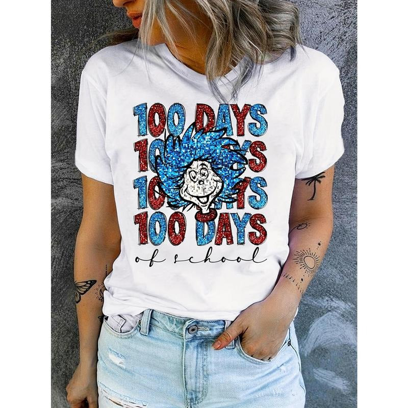 100 Days School Soft Polyester Knit Fabric Casual - Adult & Kids T-Shirts, Sweatshirts & Hoodies apparel design preview 1