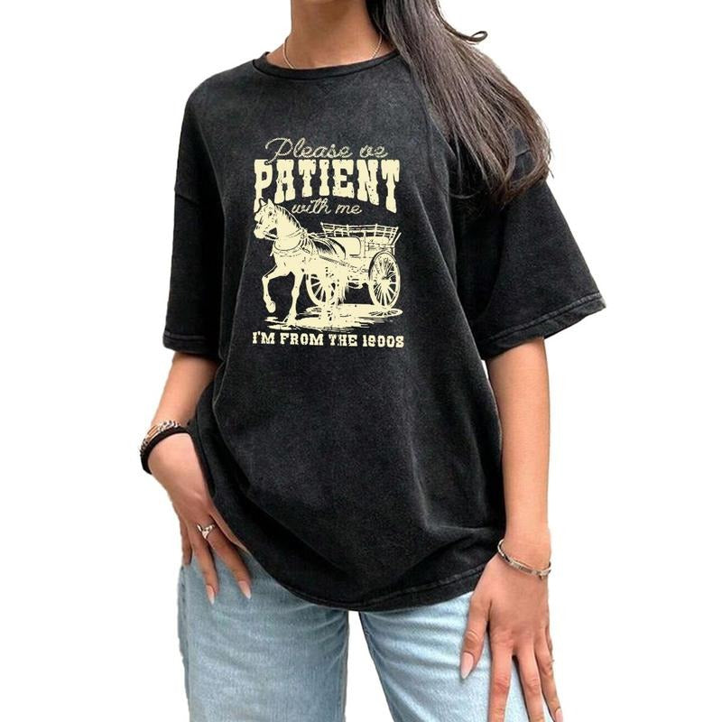 Acid Wash Cotton Crew Neck Western Horse Funny Print - Adult & Kids T-Shirts, Sweatshirts & Hoodies apparel design preview 1