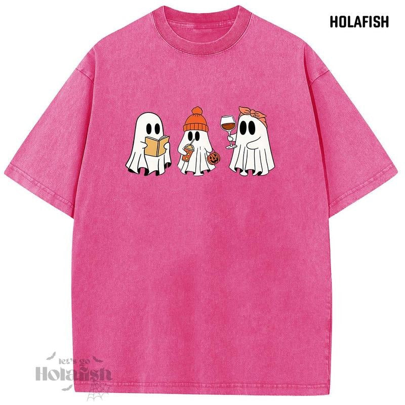 Acid Wash Three Ghosts Short Sleeve Loose Halloween - Adult & Kids T-Shirts, Sweatshirts & Hoodies apparel design preview 1