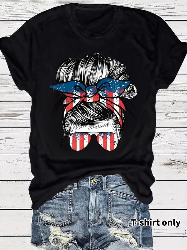 American Flag Bow Print Round Neck Casual Short - Adult & Kids T-Shirts, Sweatshirts & Hoodies apparel design preview 1