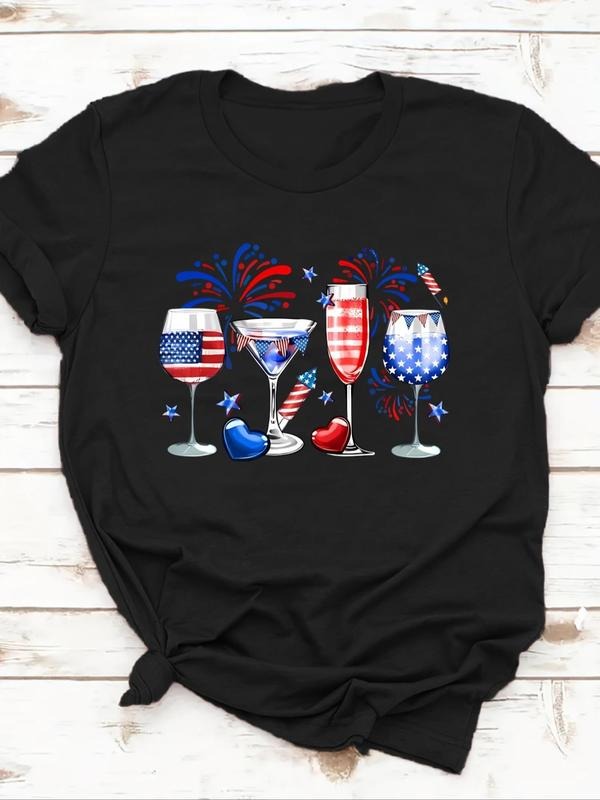 American Flag Beverage Print Round Neck Casual Crew - Adult & Kids T-Shirts, Sweatshirts & Hoodies apparel design preview 1