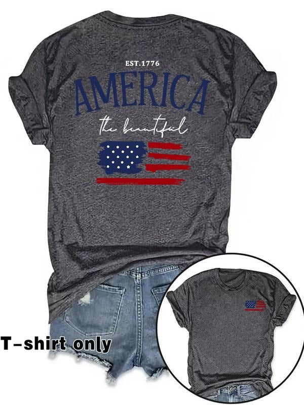 American Flag Print Round Neck Casual Short Sleeve - Adult & Kids T-Shirts, Sweatshirts & Hoodies apparel design preview 1