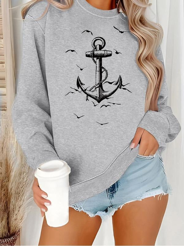 Anchor Bird Print Crew Neck Casual Fall Winter - Adult & Kids T-Shirts, Sweatshirts & Hoodies apparel design preview 1