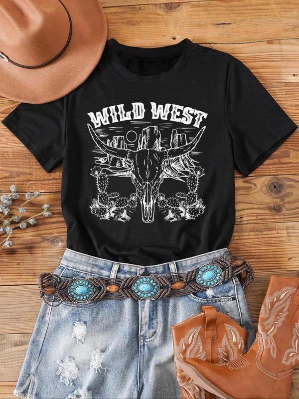 Animal Letter Print Round Neck Vintage Casual Short - Adult & Kids T-Shirts, Sweatshirts & Hoodies apparel design preview 1