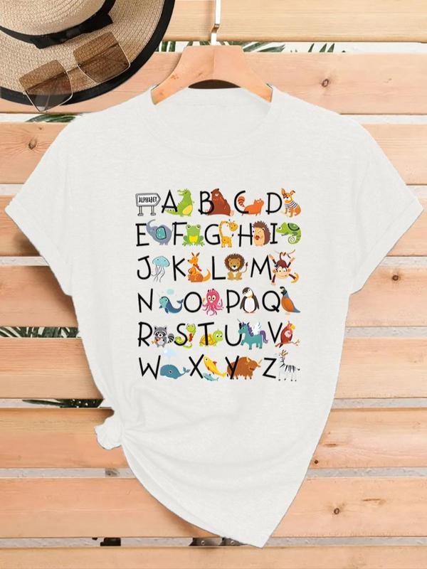 Animal Alphabet Print Round Neck Vintage Casual Short - Adult & Kids T-Shirts, Sweatshirts & Hoodies apparel design preview 1
