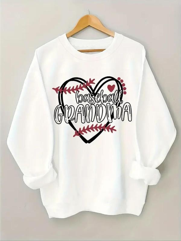 Baseball Grandma Heart Print Drop Shoulder Casual - Adult & Kids T-Shirts, Sweatshirts & Hoodies apparel design preview 1