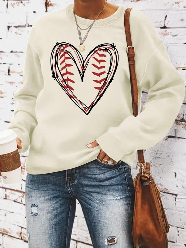 Baseball Heart Print Crew Neck Casual Fall Winter - Adult & Kids T-Shirts, Sweatshirts & Hoodies apparel design preview 1