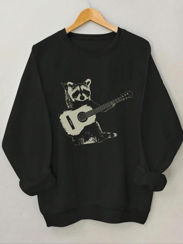 Bear Guitar Print Round Neck Casual Crew Spring Fall - Adult & Kids T-Shirts, Sweatshirts & Hoodies apparel design preview 1