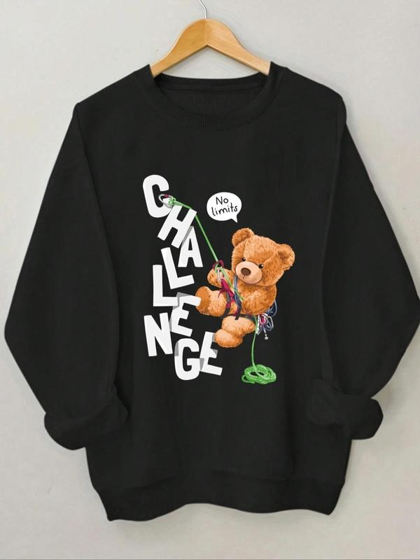 Bear Letter Print Round Neck Casual Crew Spring Fall - Adult & Kids T-Shirts, Sweatshirts & Hoodies apparel design preview 1