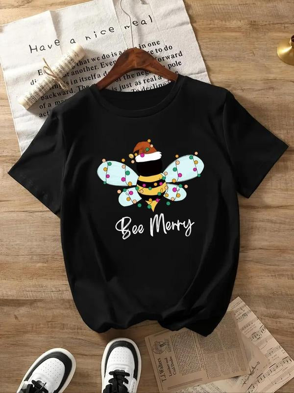 Bee Letter Print Round Neck Casual Short Sleeve Crew - Adult & Kids T-Shirts, Sweatshirts & Hoodies apparel design preview 1