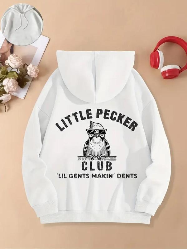 Bird Letter Print Drawstring Casual Hooded Daily - Adult & Kids T-Shirts, Sweatshirts & Hoodies apparel design preview 1