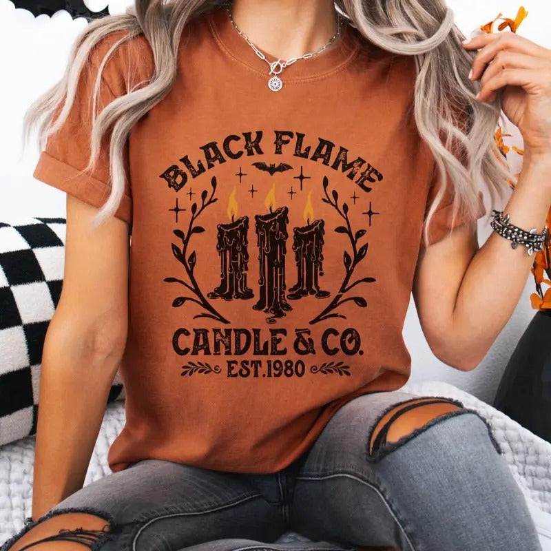 Black Flame Candle Short Sleeve Casual Cotton Top - Adult & Kids T-Shirts, Sweatshirts & Hoodies apparel design preview 1