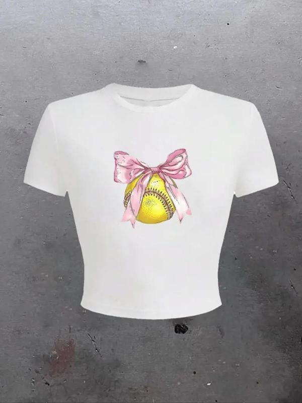 Bow Baseball Print Round Neck Casual Soft Comfortable - Adult & Kids T-Shirts, Sweatshirts & Hoodies apparel design preview 1