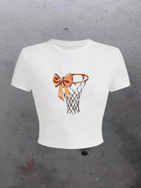 Bow Basketball Print Round Neck Casual Short Sleeve - Adult & Kids T-Shirts, Sweatshirts & Hoodies apparel design preview 1