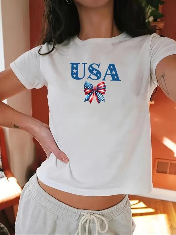Bow Letter Print Round Neck Casual Short Sleeve Crew - Adult & Kids T-Shirts, Sweatshirts & Hoodies apparel design preview 1