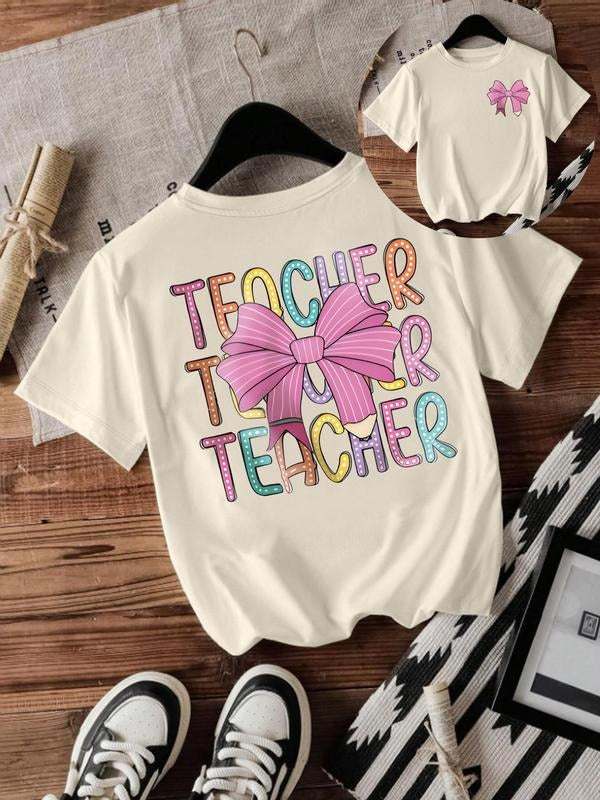 Bow Letter Print Round Neck Casual Crew Daily - Adult & Kids T-Shirts, Sweatshirts & Hoodies apparel design preview 1
