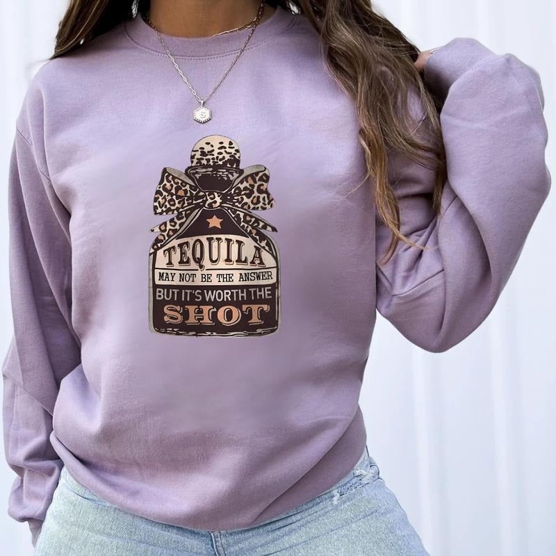 Bow Tequila Print Drop Shoulder - Adult & Kids T-Shirts, Sweatshirts & Hoodies apparel design preview 1