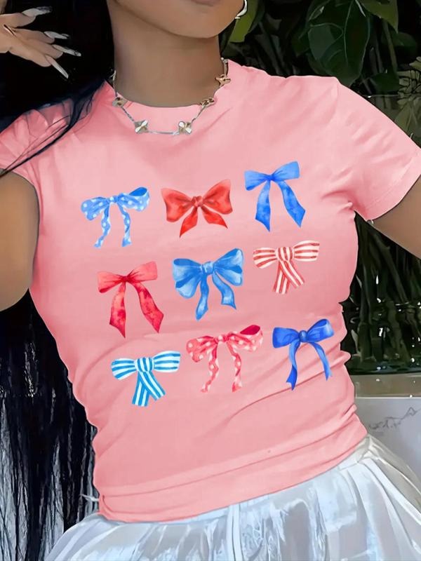 Bow Print Round Neck Casual Short Sleeve Crew Summer - Adult & Kids T-Shirts, Sweatshirts & Hoodies apparel design preview 1