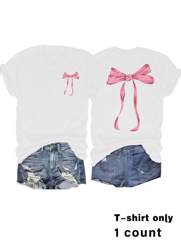 Bow Print Round Neck Casual Short Sleeve Summer - Adult & Kids T-Shirts, Sweatshirts & Hoodies apparel design preview 1