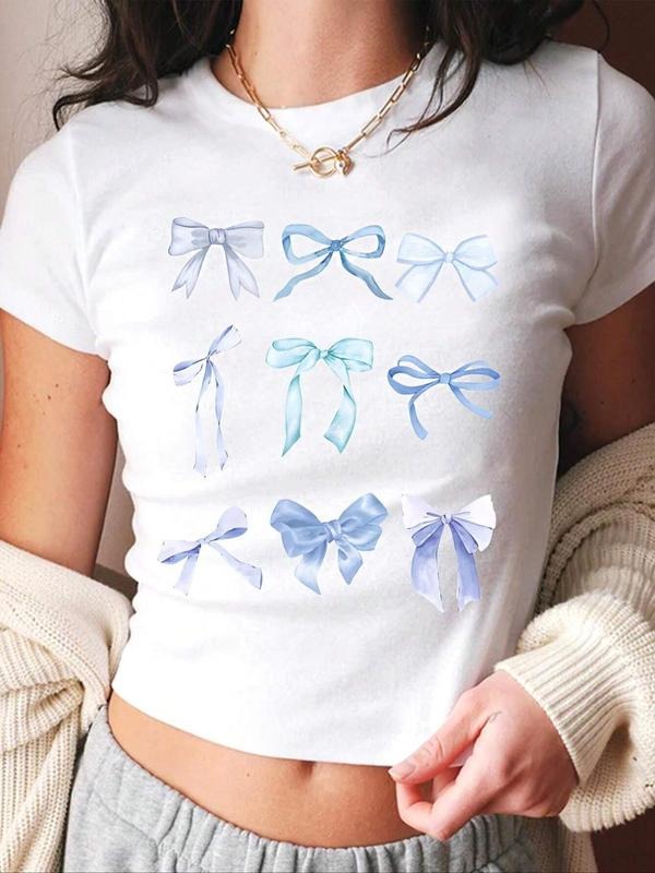 Bow Print Round Neck Crew Short Sleeve Daily Vacation - Adult & Kids T-Shirts, Sweatshirts & Hoodies apparel design preview 1