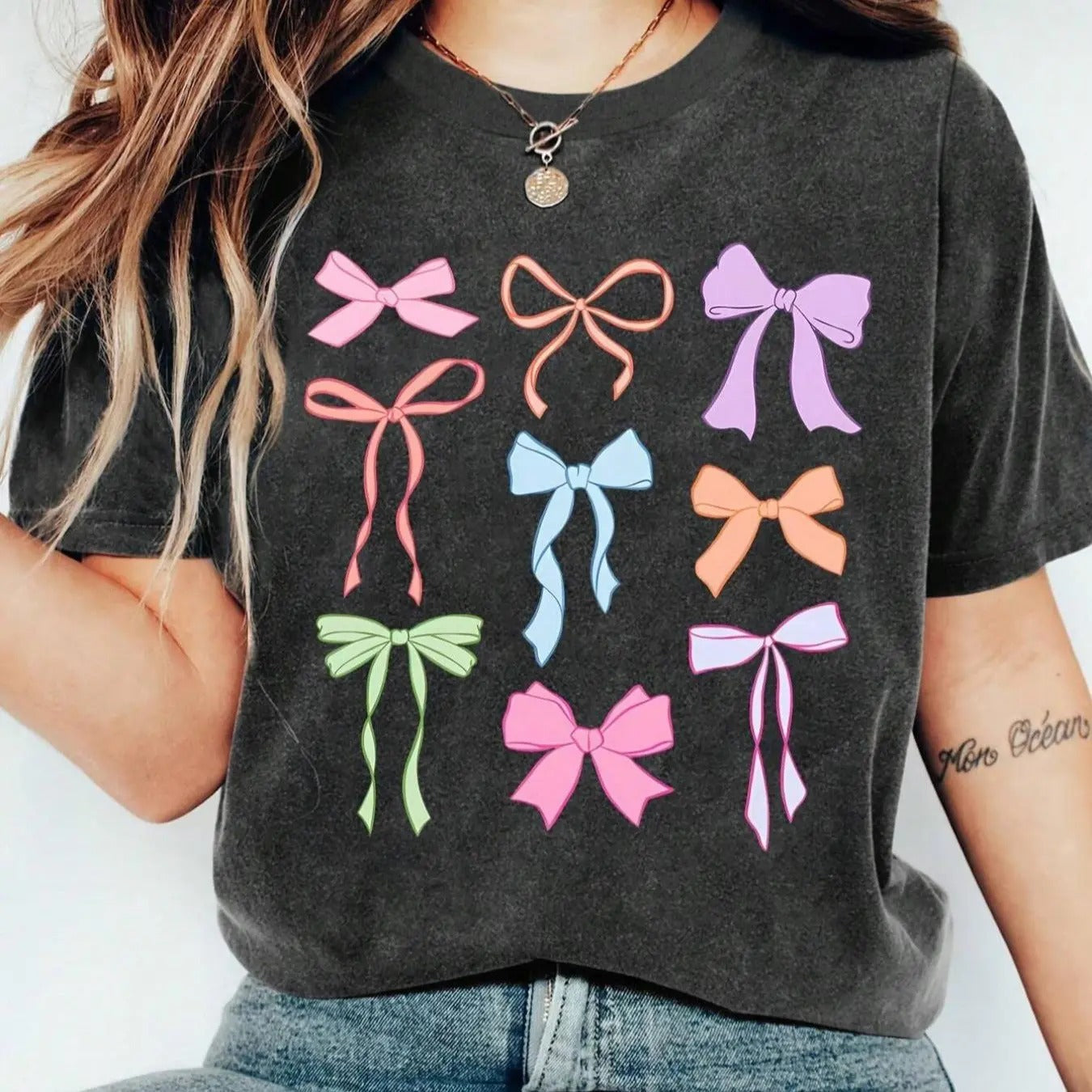 Bowknot Print Round Neck Casual Short Sleeve Summer - Adult & Kids T-Shirts, Sweatshirts & Hoodies apparel design preview 1