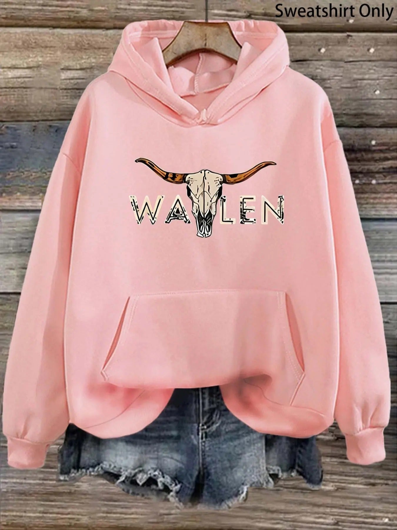 Bull Head Letter Print Drop Shoulder Drawstring - Adult & Kids T-Shirts, Sweatshirts & Hoodies apparel design preview 1