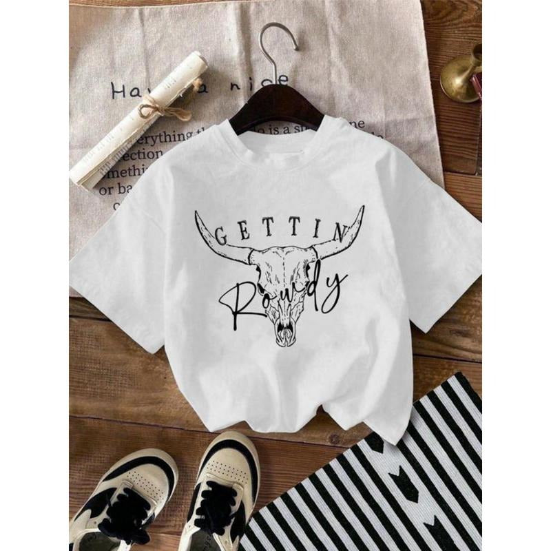 Bull Head Letter Print Round Neck Casual Drop - Adult & Kids T-Shirts, Sweatshirts & Hoodies apparel design preview 1