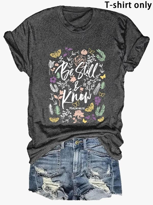 Butterfly Floral Letter Print Round Neck Casual Short - Adult & Kids T-Shirts, Sweatshirts & Hoodies apparel design preview 1