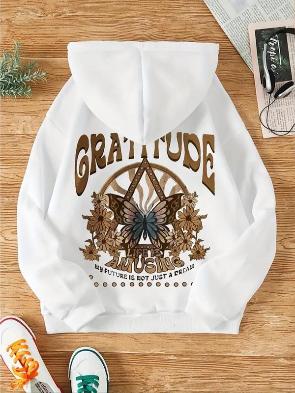 Butterfly Floral Print Drop Shoulder Casual Letter - Adult & Kids T-Shirts, Sweatshirts & Hoodies apparel design preview 1