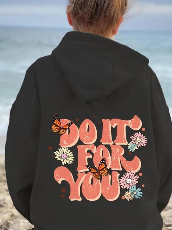 Butterfly Floral Print Drop Shoulder Thermal Lined - Adult & Kids T-Shirts, Sweatshirts & Hoodies apparel design preview 1