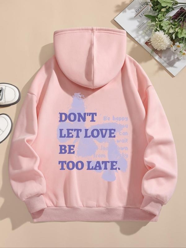 Butterfly Letter Print Drawstring Casual Hooded Daily - Adult & Kids T-Shirts, Sweatshirts & Hoodies apparel design preview 1