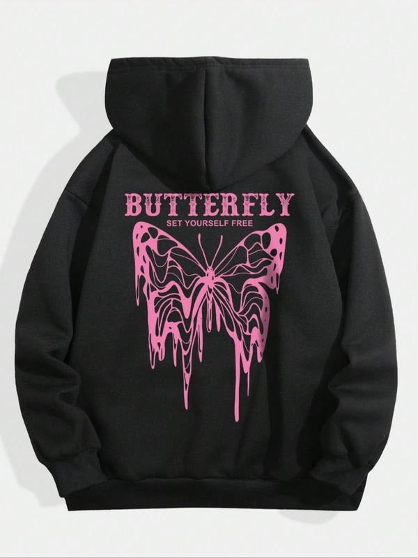 Butterfly Letter Print Drop Shoulder Casual - Adult & Kids T-Shirts, Sweatshirts & Hoodies apparel design preview 1