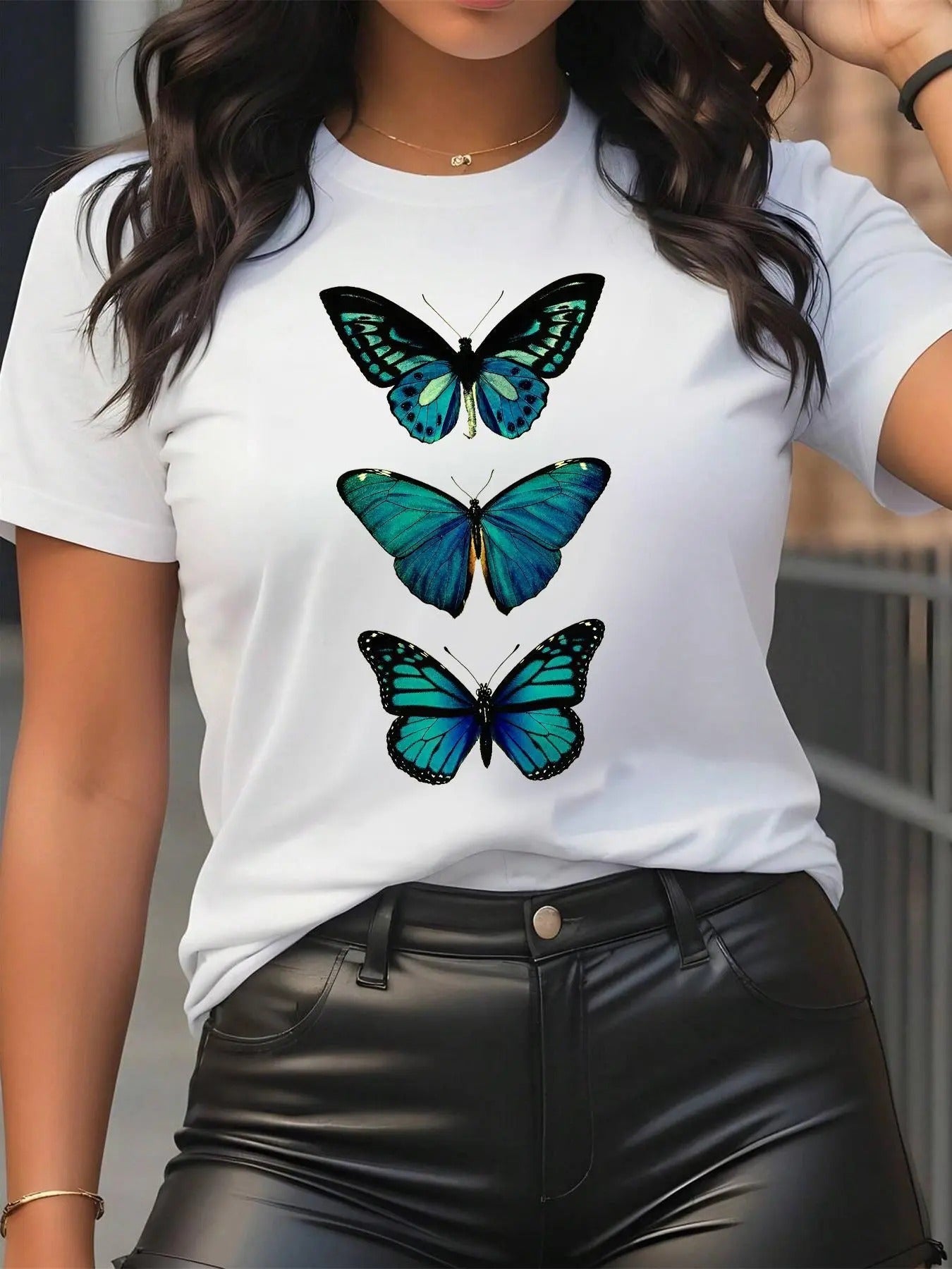 Butterfly Print Round Neck Casual Short Sleeve Crew - Adult & Kids T-Shirts, Sweatshirts & Hoodies apparel design preview 1