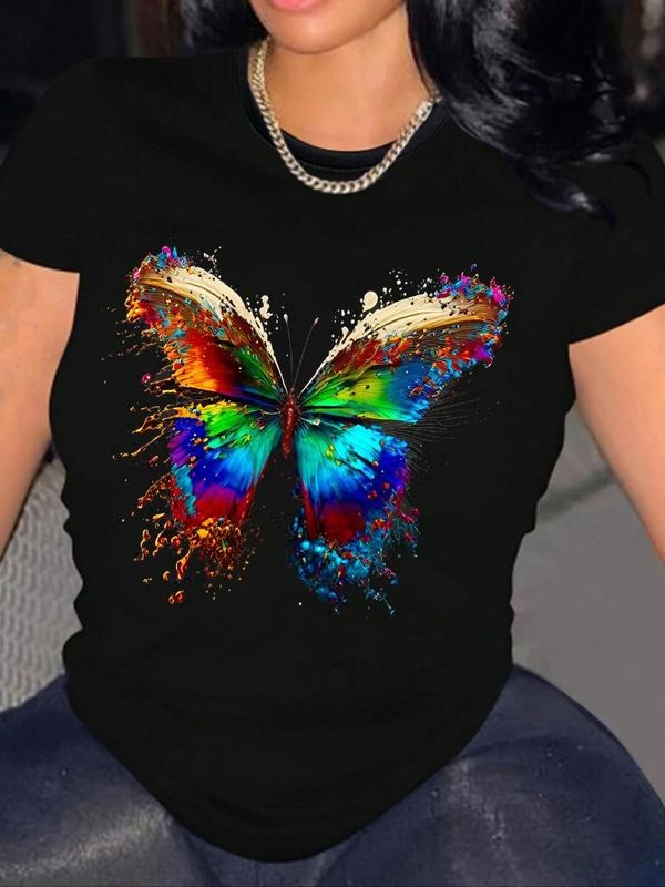 Butterfly Print Round Neck Casual Short Sleeve Daily - Adult & Kids T-Shirts, Sweatshirts & Hoodies apparel design preview 1