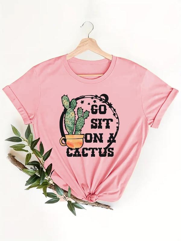 Cactus Letter Print Round Neck Vintage Casual Short - Adult & Kids T-Shirts, Sweatshirts & Hoodies apparel design preview 1