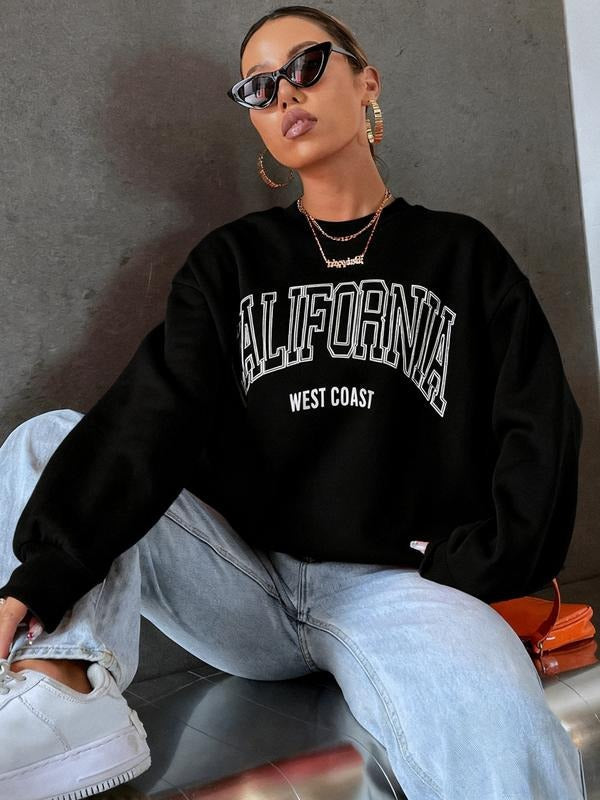 California Letter Drop Shoulder Loose Fit Casual - Adult & Kids T-Shirts, Sweatshirts & Hoodies apparel design preview 1