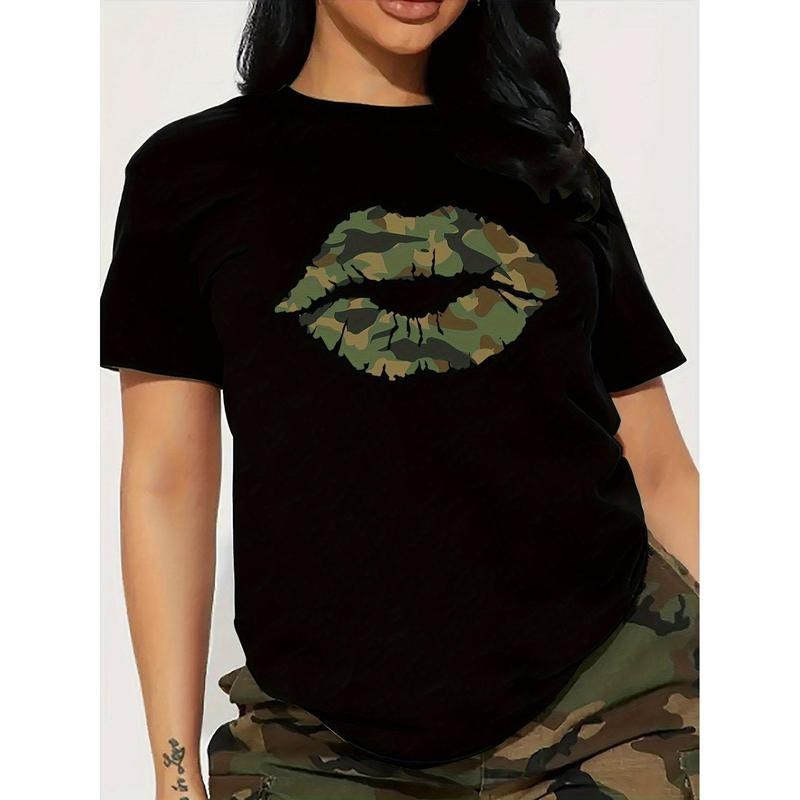 Camo Lip Print Soft Knit Breathable Machine Washable - Adult & Kids T-Shirts, Sweatshirts & Hoodies apparel design preview 1