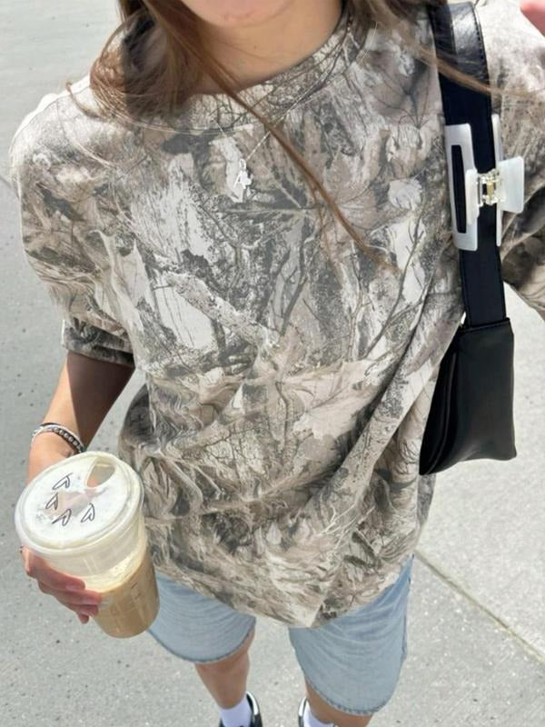 Camo Print Round Neck Vintage Casual Shoulder Pad - Adult & Kids T-Shirts, Sweatshirts & Hoodies apparel design preview 1