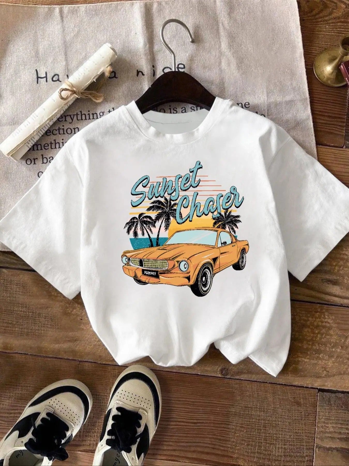 Car Landscape Print Round Neck Vintage Casual Short - Adult & Kids T-Shirts, Sweatshirts & Hoodies apparel design preview 1