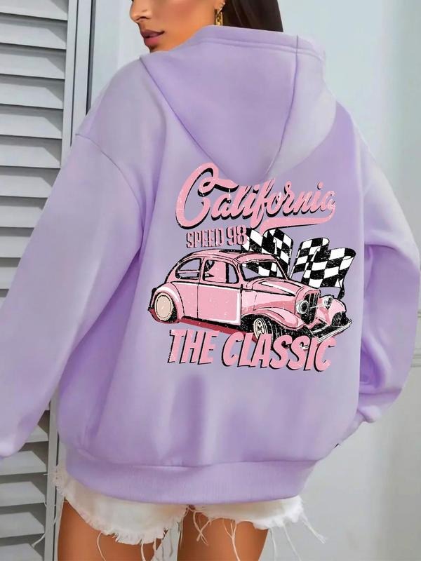 Car Letter Print Drawstring Pocket Casual Drop - Adult & Kids T-Shirts, Sweatshirts & Hoodies apparel design preview 1