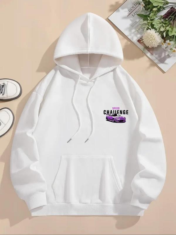Car Letter Print Drawstring Pocket Casual Hooded Fall - Adult & Kids T-Shirts, Sweatshirts & Hoodies apparel design preview 1