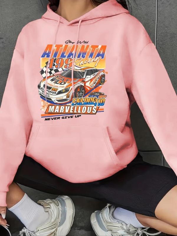 Car Letter Print Drop Shoulder Casual Drawstring - Adult & Kids T-Shirts, Sweatshirts & Hoodies apparel design preview 1
