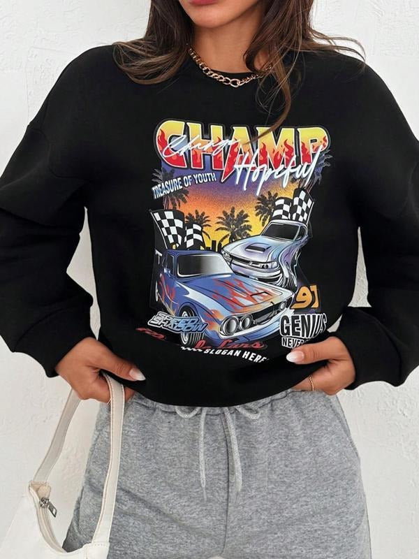 Car Letter Print Drop Shoulder Without Necklace - Adult & Kids T-Shirts, Sweatshirts & Hoodies apparel design preview 1