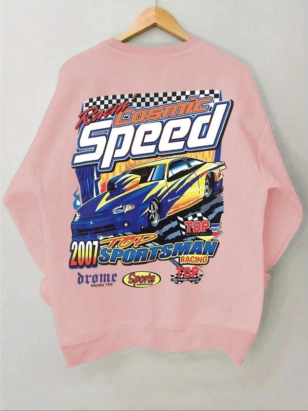 Car Letter Print Drop Shoulder Casual Round Neck Fall - Adult & Kids T-Shirts, Sweatshirts & Hoodies apparel design preview 1