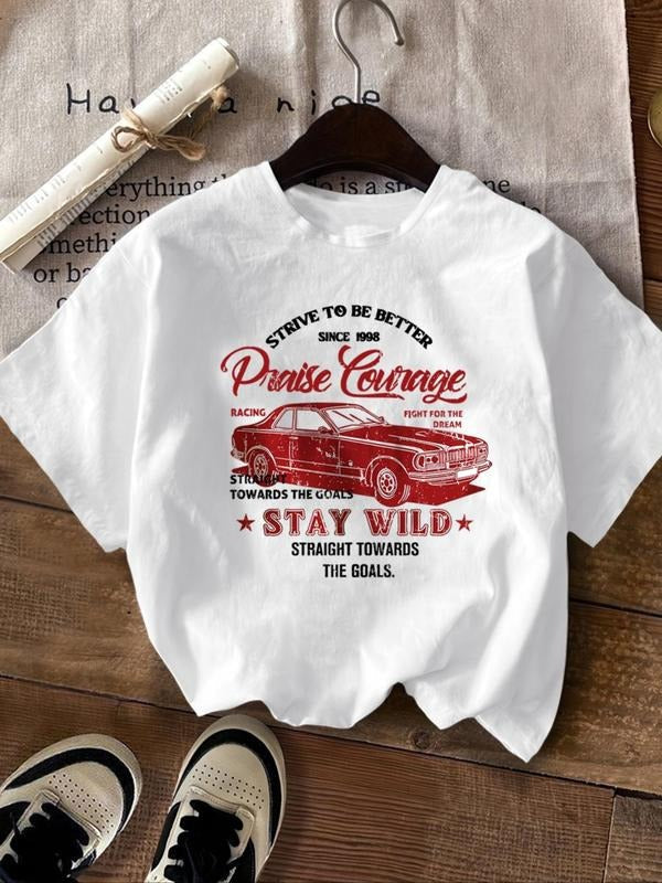 Car Letter Print Round Neck Vintage Casual Short - Adult & Kids T-Shirts, Sweatshirts & Hoodies apparel design preview 1