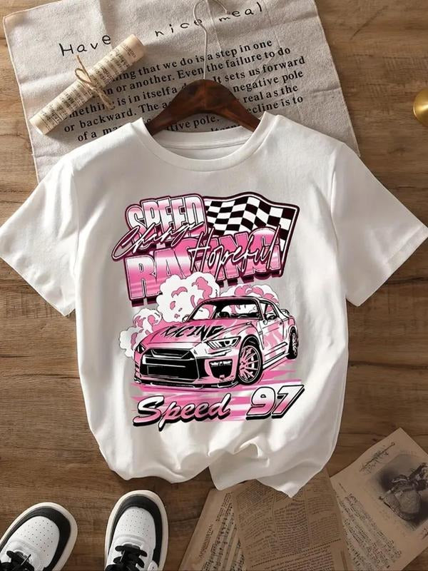 Car Letter Print Round Neck Casual Short Sleeve Crew - Adult & Kids T-Shirts, Sweatshirts & Hoodies apparel design preview 1