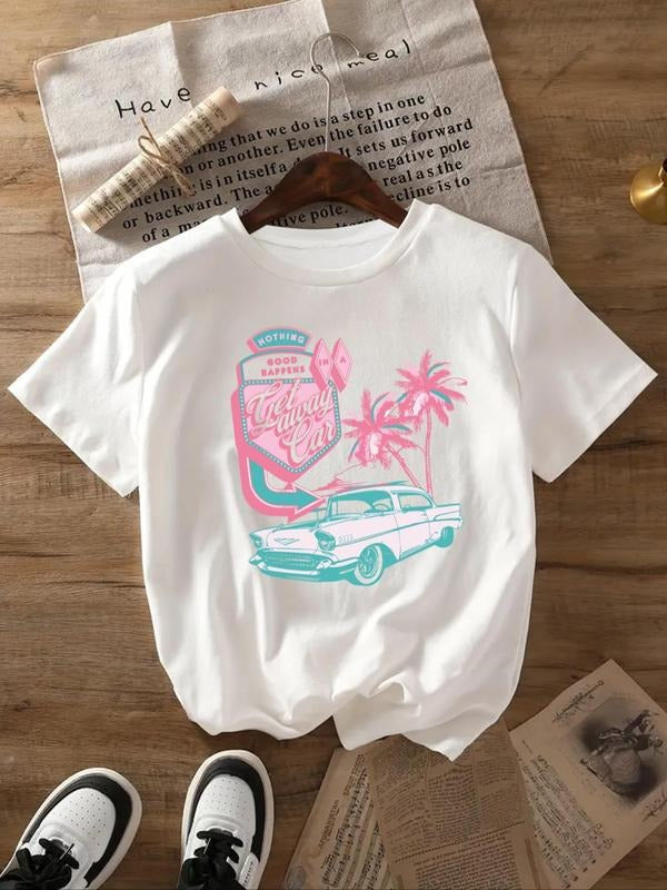 Car Letter Print Round Neck Casual Short Sleeve Daily - Adult & Kids T-Shirts, Sweatshirts & Hoodies apparel design preview 1